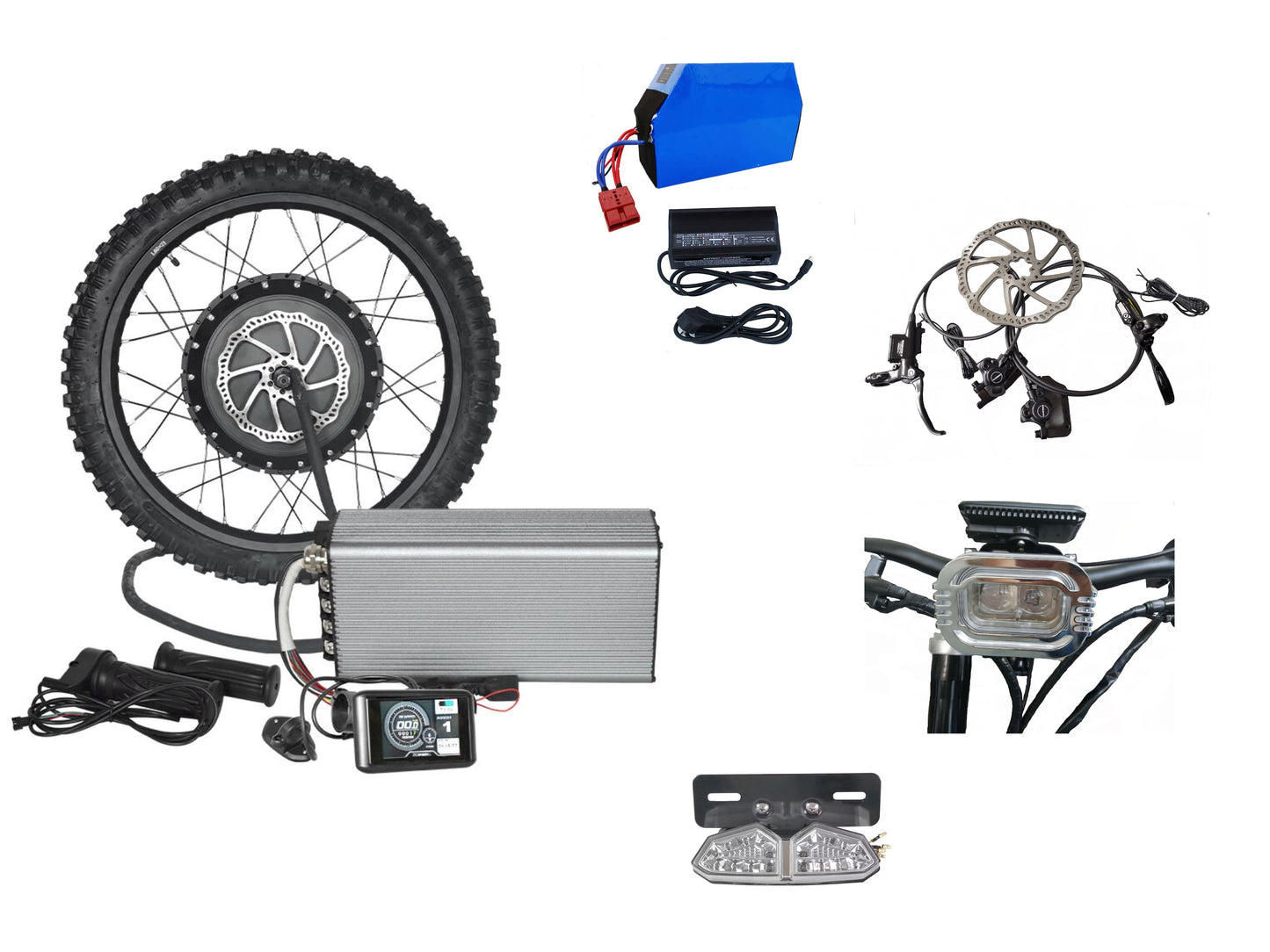72V15000W Rear Wheel Electric Bicycle E-bike MTB Conversion kit 200Amp Sabvoton Controller Tektro Hydraulic Disc Brake