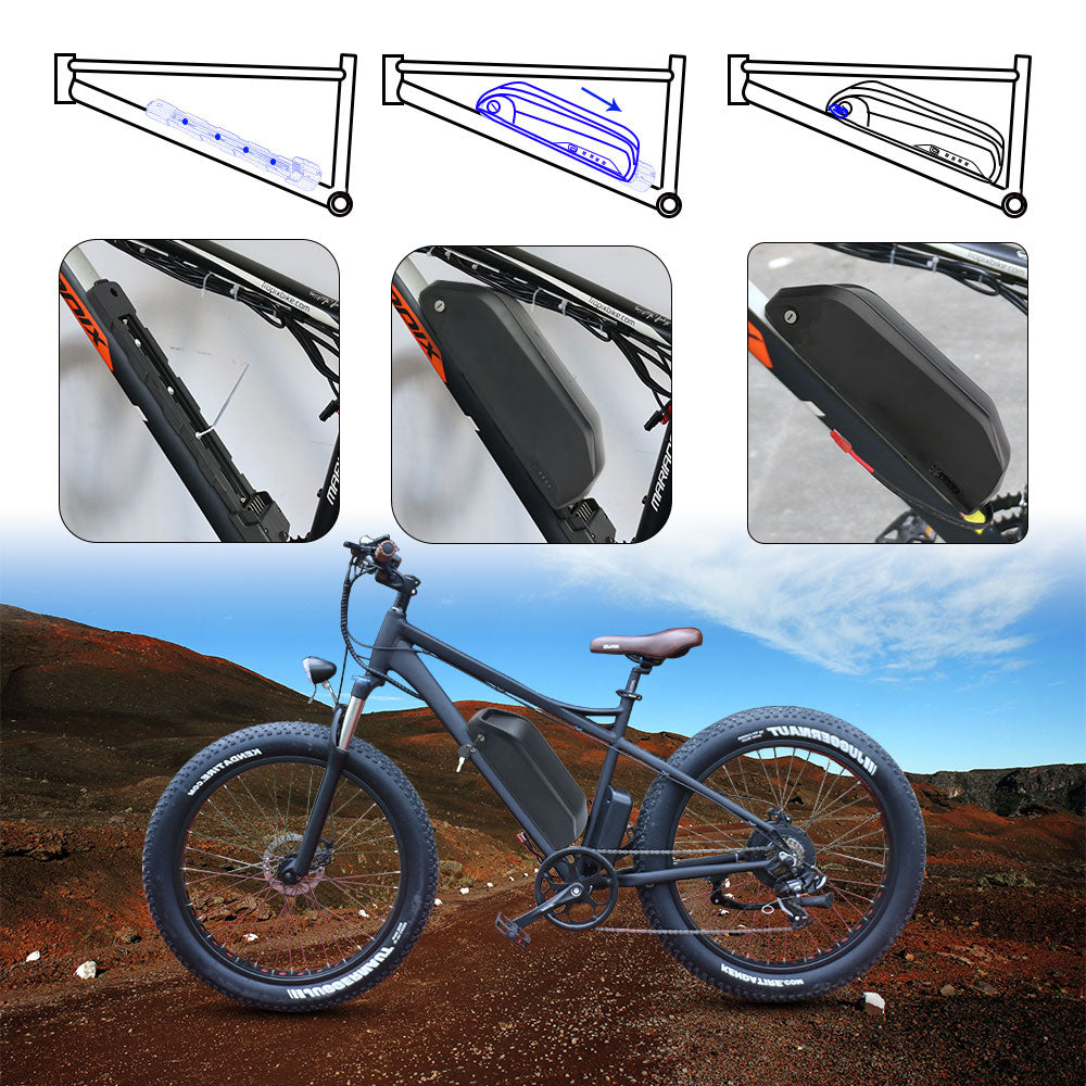 36V 48V 52V 13Ah-24.5Ah Downtube Lithium Ion E-bike battery for 1000W-1500W Hub Motor