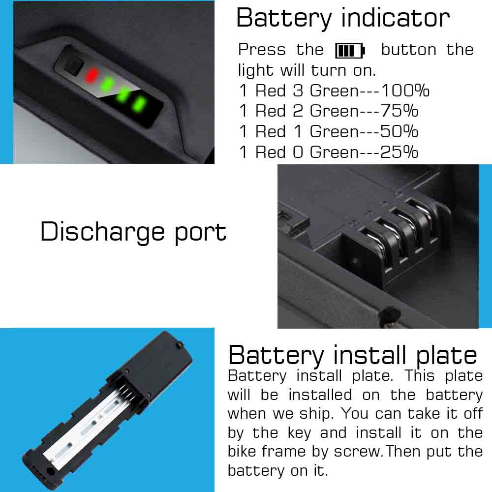 R049-6 48V 52V 60V 19.2-25 Ah Li-on Lithium Downtube E-bike Battery for 1500W-2000W Hub Motor