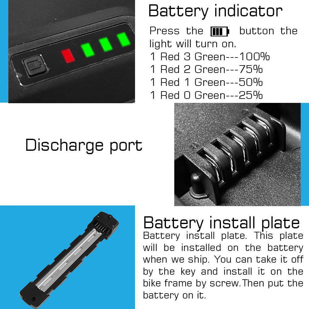 R049-6 48V 52V 60V 19.2-25 Ah Li-on Lithium Downtube E-bike Battery for 1500W-2000W Hub Motor