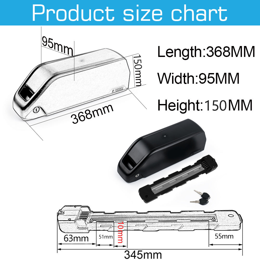 R049-6 48V 52V 60V 19.2-25 Ah Li-on Lithium Downtube E-bike Battery for 1500W-2000W Hub Motor