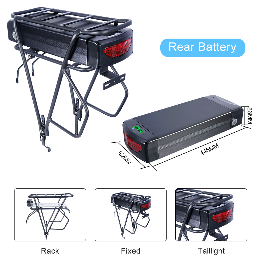 48V52v72v15Ah-28.8Ah Li-on Lithium E-bike battery With Rear Rack for 48V1000W-3000W Electric Bike