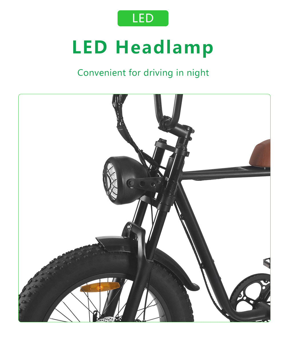 Electric fat bike LED headlight